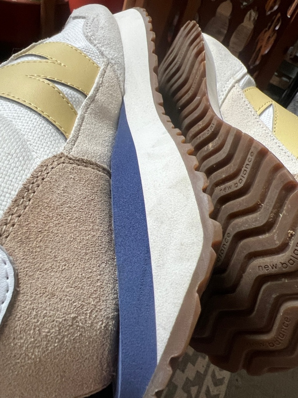 New Balance 237 sneaker shoes navy tan white 7.5 - Picture 9 of 10